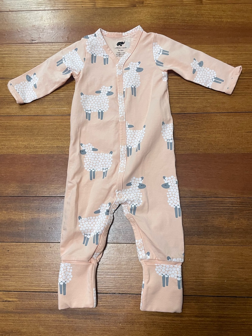 Monica + Andy Lamb Print Footed One-Piece Size 0-3 Months